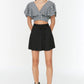 Black Skirt Look Ribbed Knitted Shorts & Bermuda