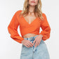 Orange Cross Tie Detailed Beach Blouse