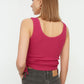 Plum Shirred Detailed Corduroy Crop Knitted Singlet