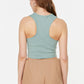 Mint Halter Collar Corduroy Crop Knitted Singlet