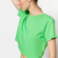 Green Single Jersey Crew Neck Crop Knitted T-Shirt