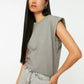 Gray Sleeveless Basic Knitted T-Shirt