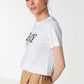 White Printed Basic Knitted T-Shirt