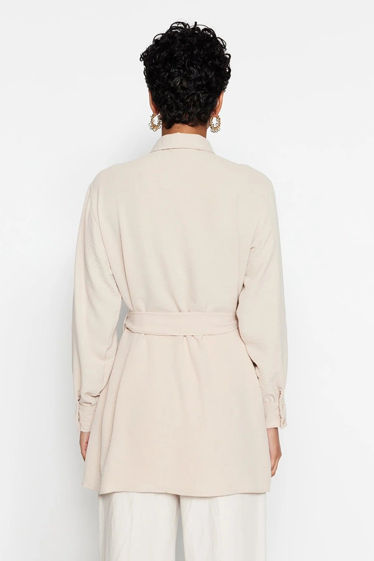 Stone Belted Hidden Pat Woven Shirt