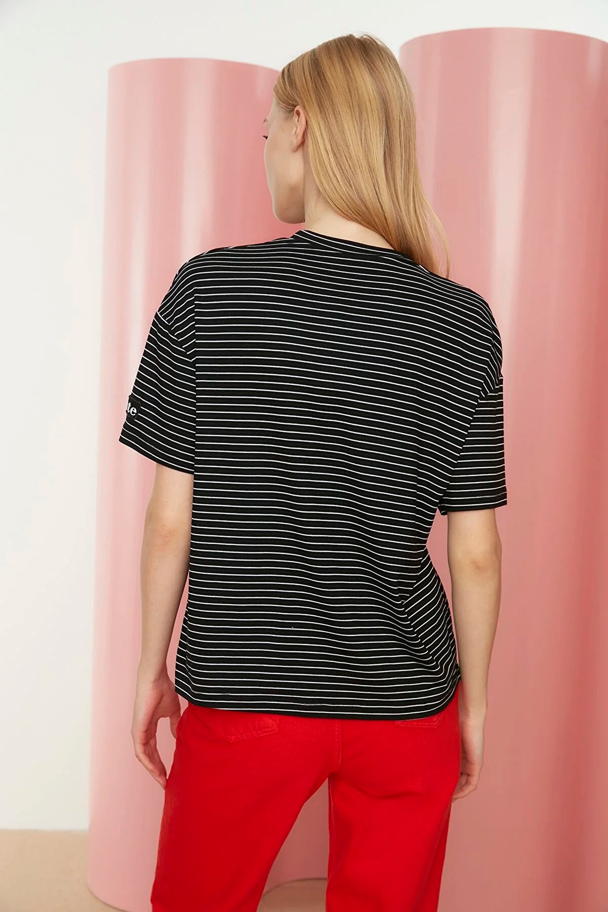 Black Striped Loose Knitted T-Shirt