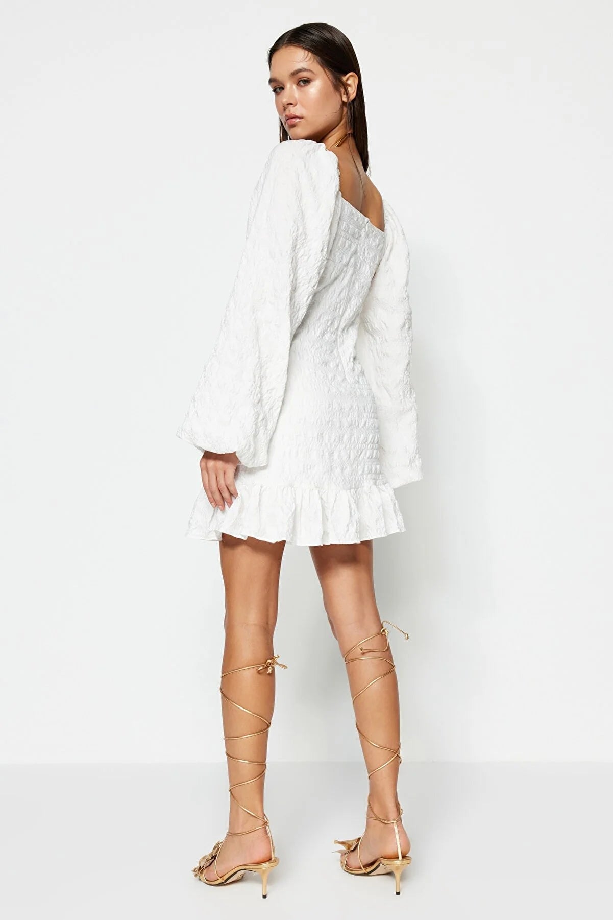 Ecru Tie Detailed Dress