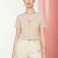Beige Printed Basic Knitted T-Shirt