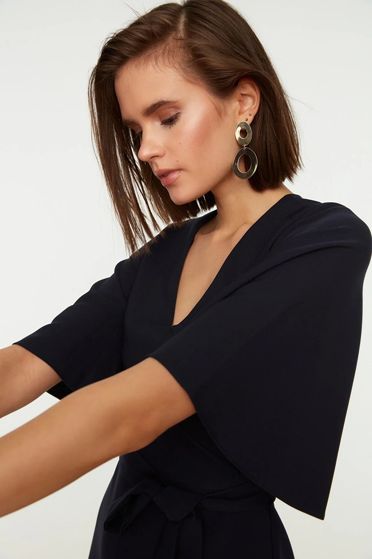 Navy Blue Belted Dress