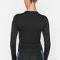 Black Pleated Crop Scuba Sport Blouse