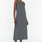 Smoked V-Neck Maxi Length Knitted Dress