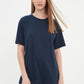 Navy Blue Printed Boyfriend Knitted T-Shirt