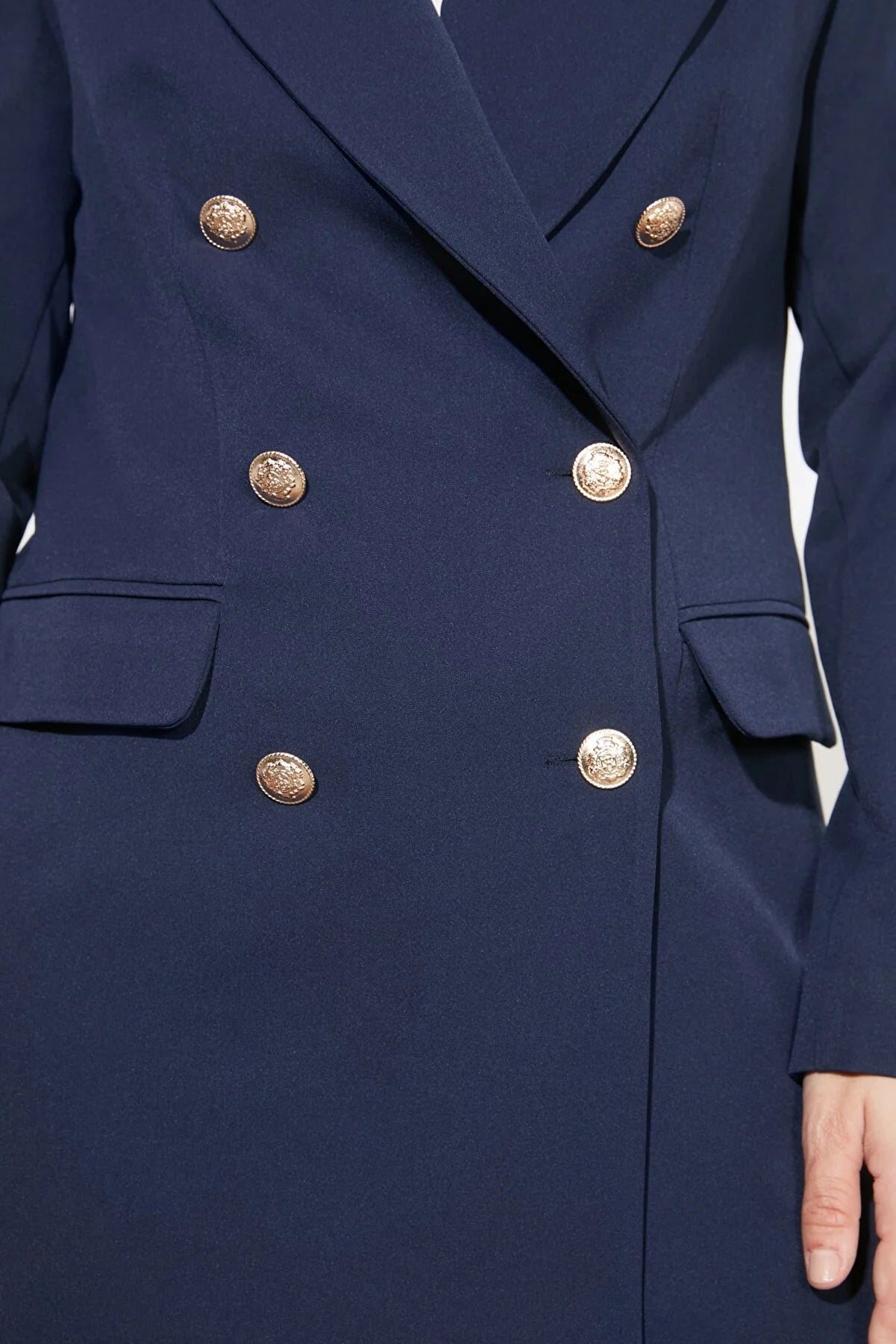 Navy Blue Button Detailed Oversize