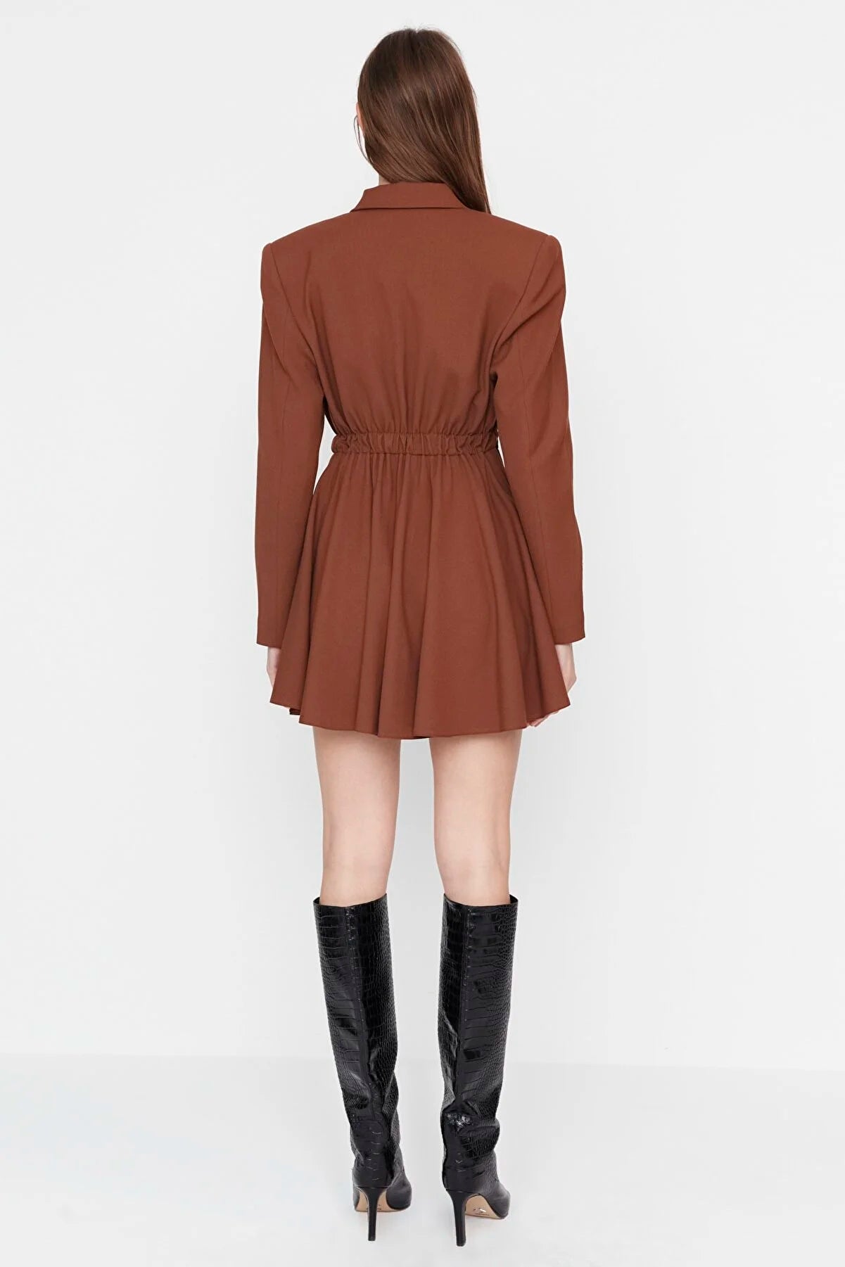 Sagaza Studio Brown Belt Detailed Dress