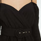 Black Belted Ruffle Dress