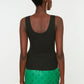 Black Corduroy Basic Knitted Singlet