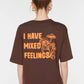 Brown Back Printed Loose Pattern Knitted T-Shirt