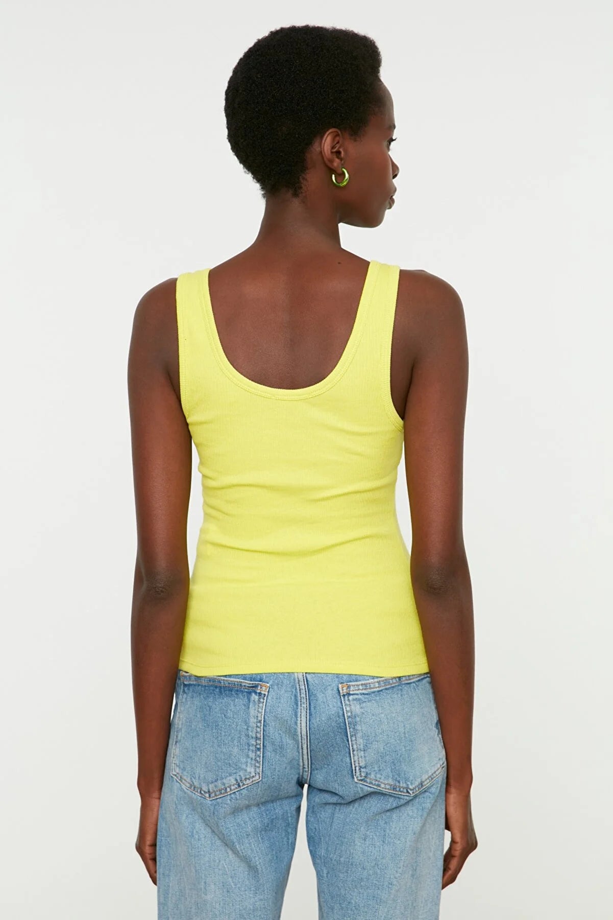 Yellow Ribbed Basic Knitted Singlet