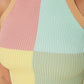 Yellow Color Block Crop Knitwear Blouse