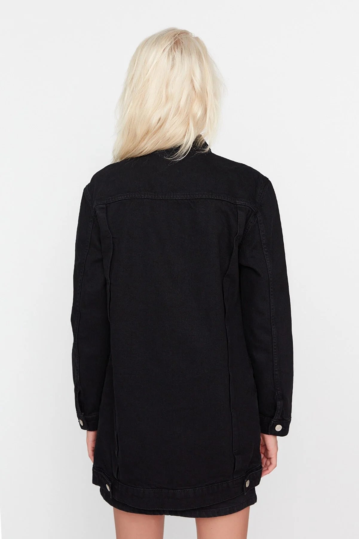 Black Long Basic Denim Jacket