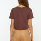 Brown Crew Neck Crop Knitted T-Shirt