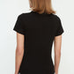 Black Fitted Collar Detailed Knitted T-Shirt