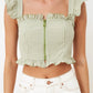Green Zipper Detailed Crop Top