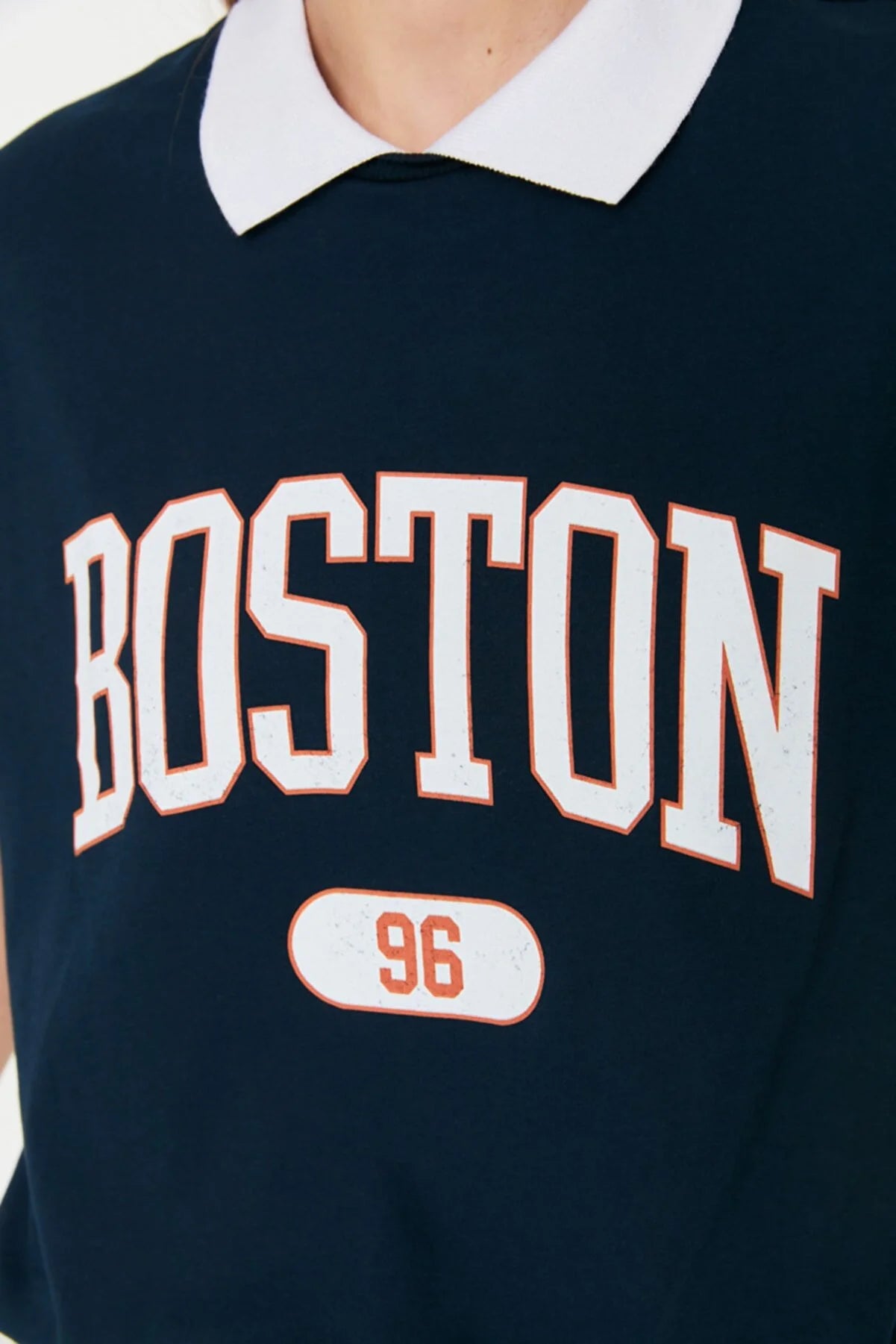 Navy Blue Printed Semi-Fitted Knitted T-Shirt