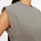 Gray Sleeveless Basic Knitted T-Shirt